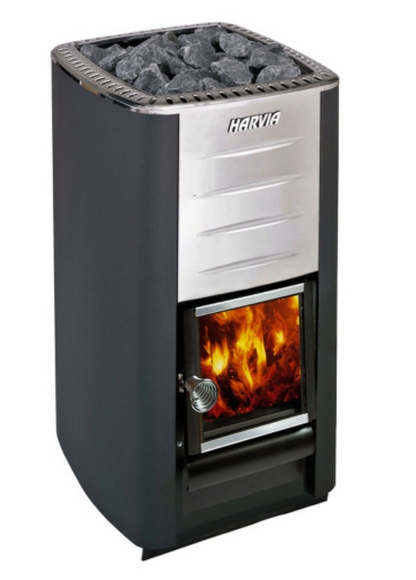 Harvia M3 BK Pkg Wood-Burning Sauna Stove Package, 16.5kW