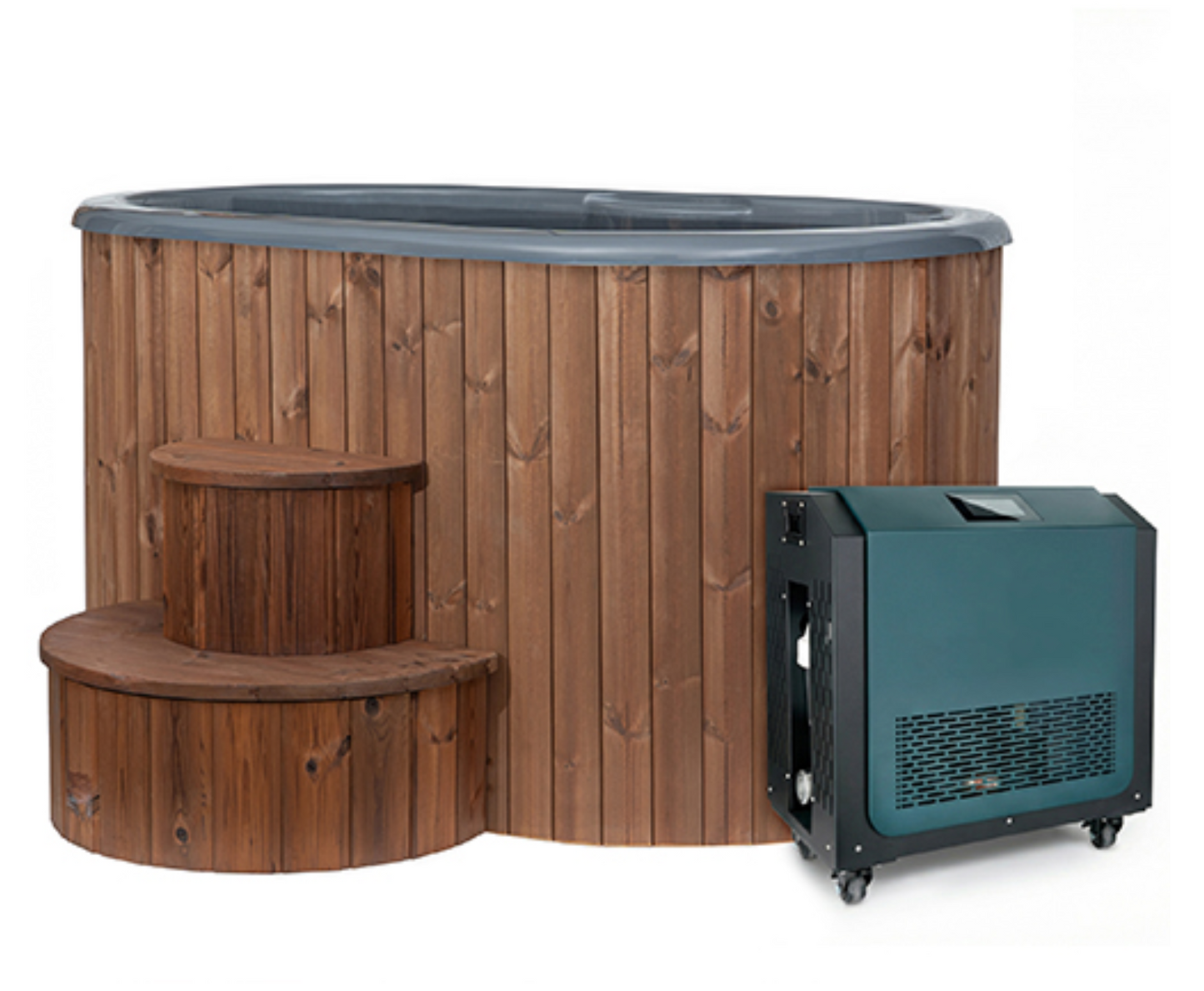 SaunaLife Model S2NC Package 2-Person Immersion Tub and Combination Water Chiller/Heater, Natural