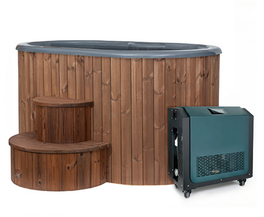 SaunaLife Model S2NC Package 2-Person Immersion Tub and Combination Water Chiller/Heater, Natural