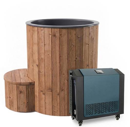 SaunaLife Model S1NC Package 1-Person Immersion Tub and Combination Water Chiller/Heater, Natural